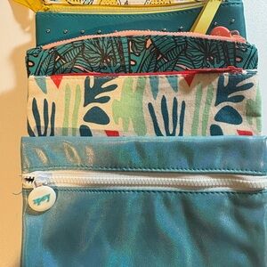 Ipsy Blue and Teal Pouch Collection, Set of 6 bags.